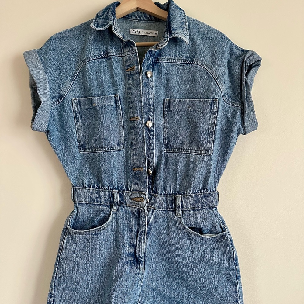 Zara Classic Blue Denim Romper